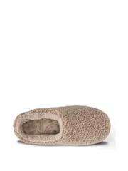 Totes Brown Isotoner Ladies Borg Swept Back Mules - Image 4 of 5