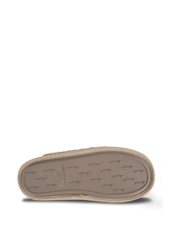 Totes Brown Isotoner Ladies Borg Swept Back Mules - Image 5 of 5