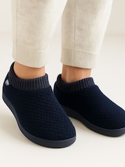 Totes Blue Isotoner Ladies Popcorn Full Back Bottie Slippers - Image 1 of 5