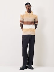 Scotch & Soda Natural Knitted Degrade Zip Polo Shirt - Image 2 of 5