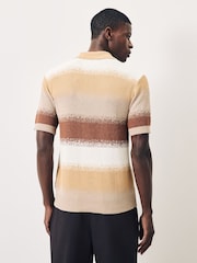 Scotch & Soda Natural Knitted Degrade Zip Polo Shirt - Image 3 of 5