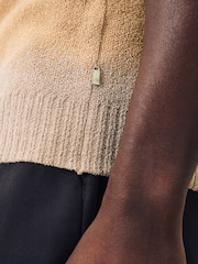 Scotch & Soda Natural Knitted Degrade Zip Polo Shirt - Image 5 of 5
