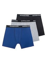 Scotch & Soda Blue 3 Pack Cotton Stretch Boxer Briefs Underwear - Image 1 of 1