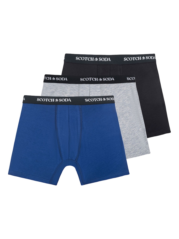 Scotch & Soda Blue 3 Pack Cotton Stretch Boxer Briefs Underwear - Image 1 of 1