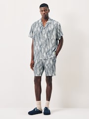 Scotch & Soda Blue Fave Printed Bermuda Elasticated Waist Shorts - Image 1 of 4