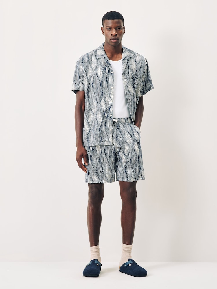 Scotch & Soda Blue Fave Printed Bermuda Elasticated Waist Shorts - Image 2 of 4