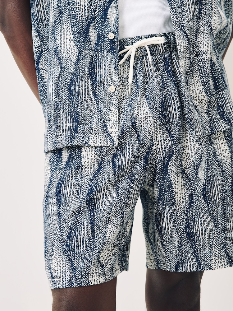 Scotch & Soda Blue Fave Printed Bermuda Elasticated Waist Shorts - Image 4 of 4