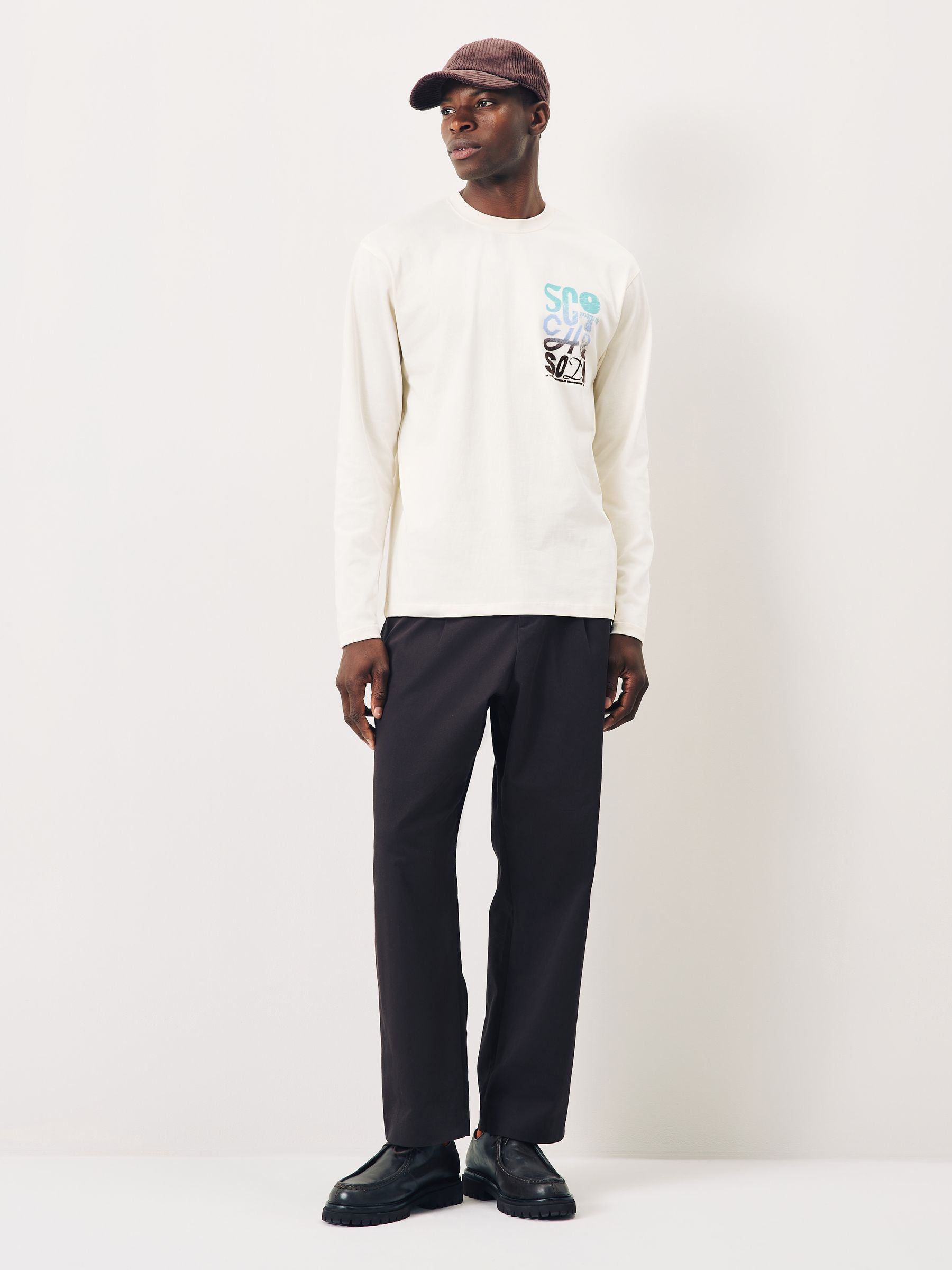 Buy Scotch & Soda Cream Relaxed Fit Artwork T-Shirt Long Sleeve