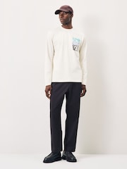 Scotch & Soda Cream Relaxed Fit Artwork T-Shirt Long Sleeve - Image 2 of 5