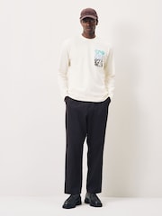 Scotch & Soda Cream Relaxed Fit Artwork T-Shirt Long Sleeve - Image 3 of 5