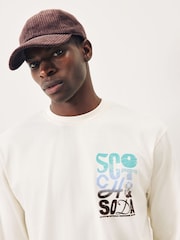 Scotch & Soda Cream Relaxed Fit Artwork T-Shirt Long Sleeve - Image 5 of 5