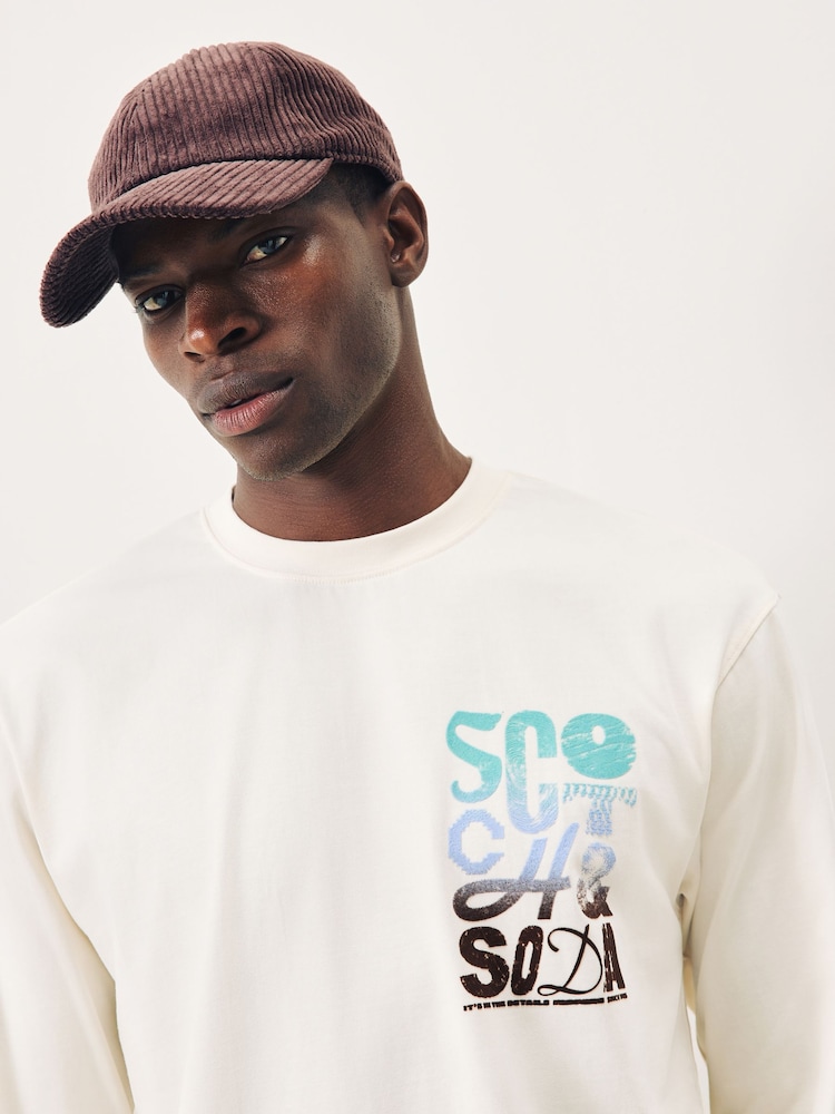 Scotch & Soda Cream Relaxed Fit Artwork T-Shirt Long Sleeve - Image 5 of 5