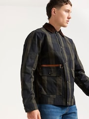 Scotch & Soda Black Wax Cotton Check Jacket - Image 1 of 4