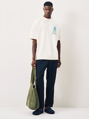 Scotch & Soda Cream Loose Fit Front And Back Artwork T-Shirt - Image 2 of 4