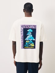 Scotch & Soda Cream Loose Fit Front And Back Artwork T-Shirt - Image 3 of 4