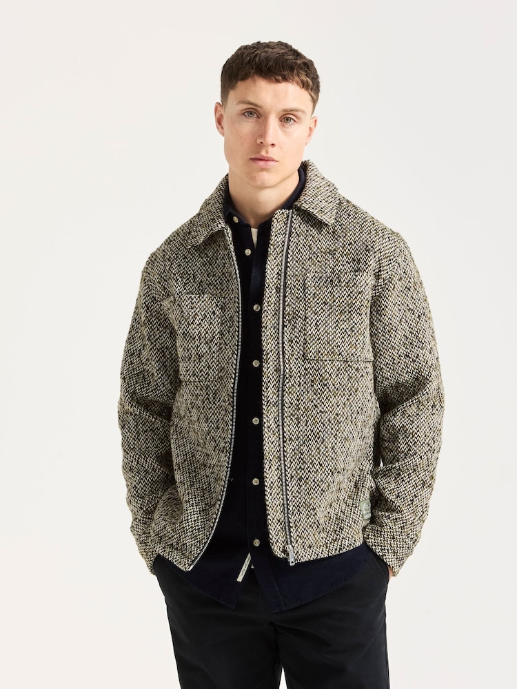 Scotch & Soda Green Wool Blend Tweed Zip Jacket - Image 1 of 6