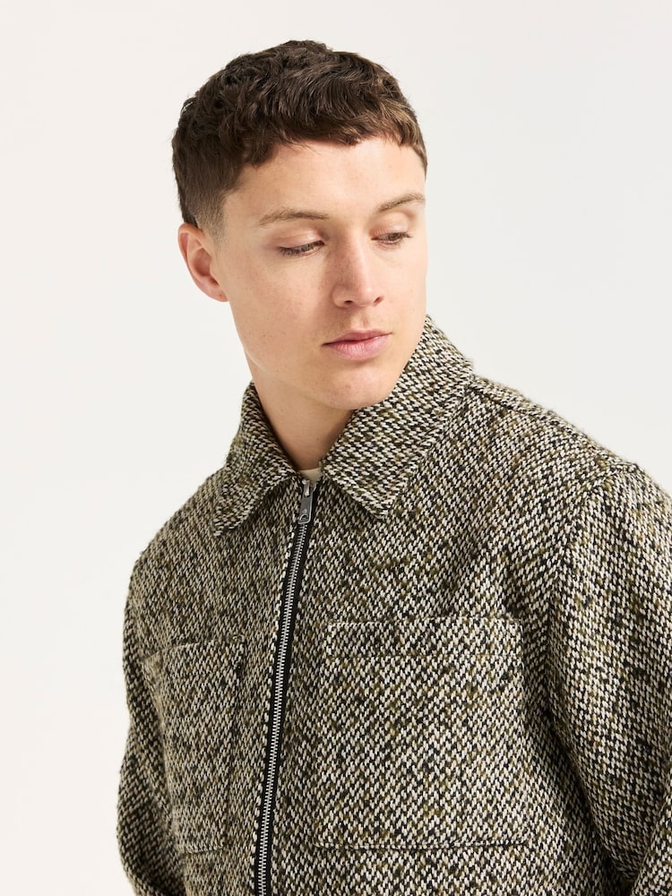 Scotch & Soda Green Wool Blend Tweed Zip Jacket - Image 2 of 6