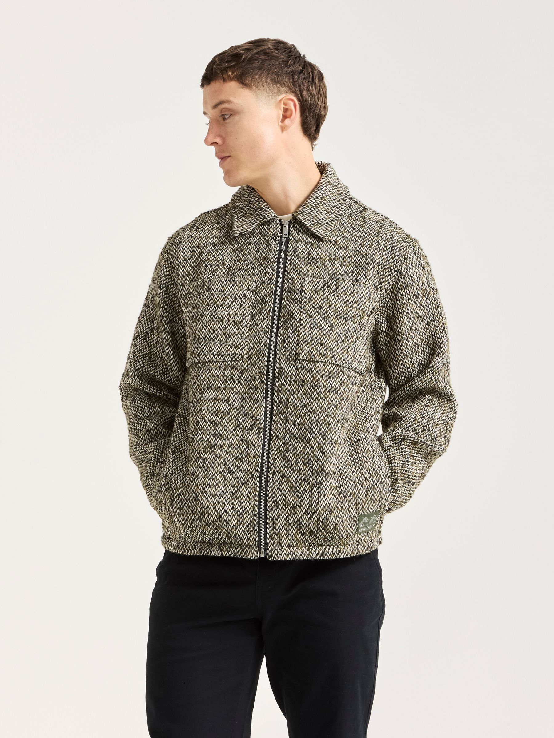 Buy Scotch & Soda Green Wool Blend Tweed Zip Jacket from Next Ireland