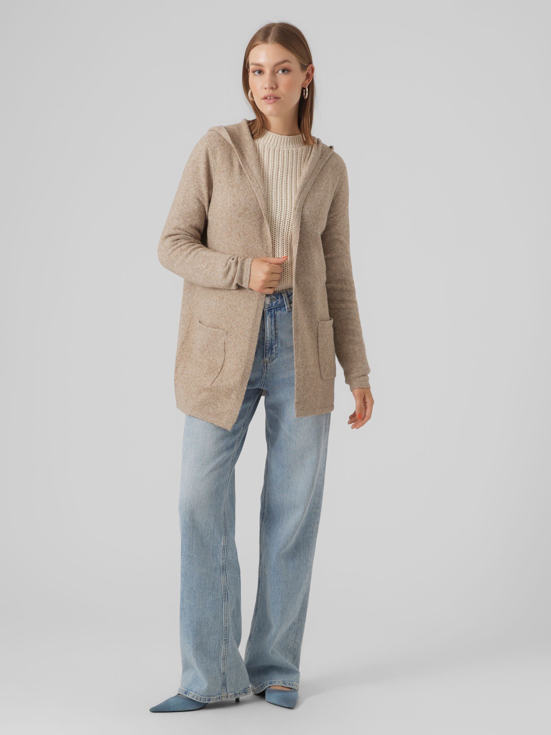 Buy VERO MODA Natural Longline Hooded Knitted Cardigan from Next