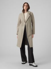 VERO MODA Natural Wrap Front Long Line Coat - Image 1 of 4