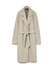 VERO MODA Natural Wrap Front Long Line Coat - Image 4 of 4
