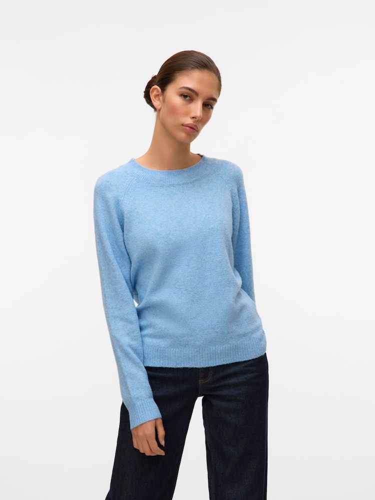 VERO MODA Blue Bow Detail Long Sleeve Jumper - Image 1 of 5 VERO MODA Blue Bow Detail Long Sleeve Jumper - Image 1 of 5