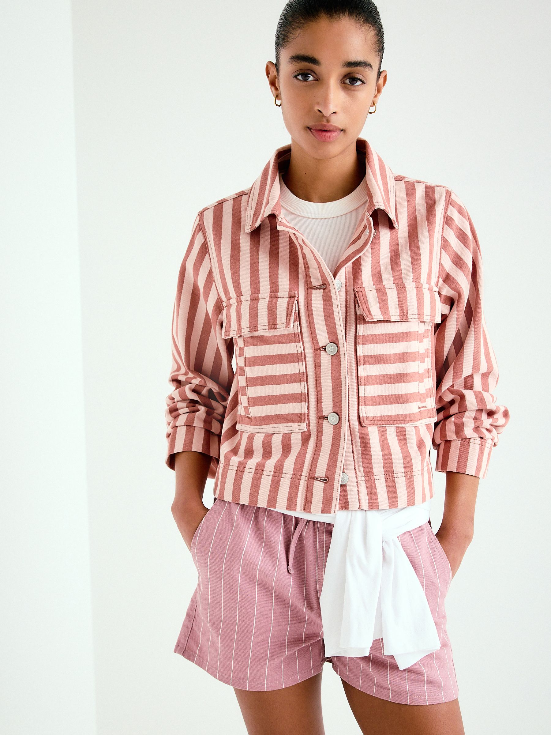 50s cotton jacket PINK 襤褸 Buy Pink Stripe Cotton Boxy Fit Denim Jacket from Next Romania