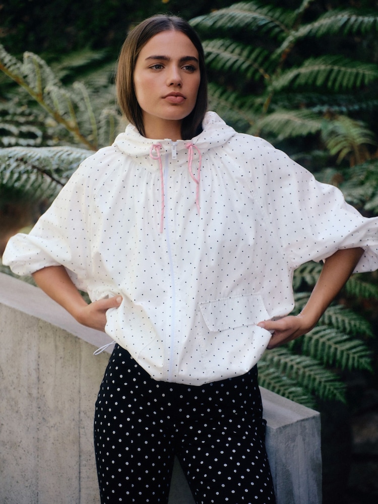 Polka Dot Shower Resistant Rain Jacket - Image 1 of 9