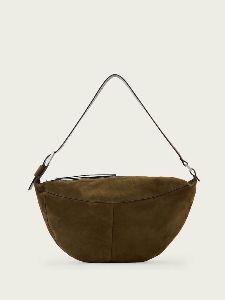 AllSaints Green Luna Suede Shoulder Bag - Image 1 of 7
