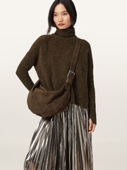 AllSaints Green Luna Suede Shoulder Bag - Image 7 of 7