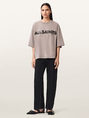 AllSaints Grey Amelie AS Embroidered T-Shirt - Image 3 of 7