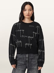 AllSaints Black AS Embroidered Separo Sweatshirt - Image 1 of 7