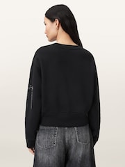 AllSaints Black AS Embroidered Separo Sweatshirt - Image 2 of 7