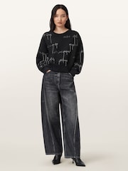 AllSaints Black AS Embroidered Separo Sweatshirt - Image 3 of 7