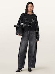 AllSaints Black AS Embroidered Separo Sweatshirt - Image 4 of 7