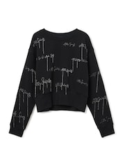 AllSaints Black AS Embroidered Separo Sweatshirt - Image 6 of 7