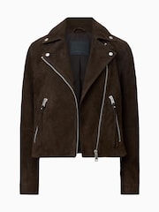 AllSaints Brown Suede Dalby Biker Jacket - Image 7 of 7