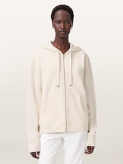 AllSaints White Amphie Knit Hoodie - Image 1 of 7