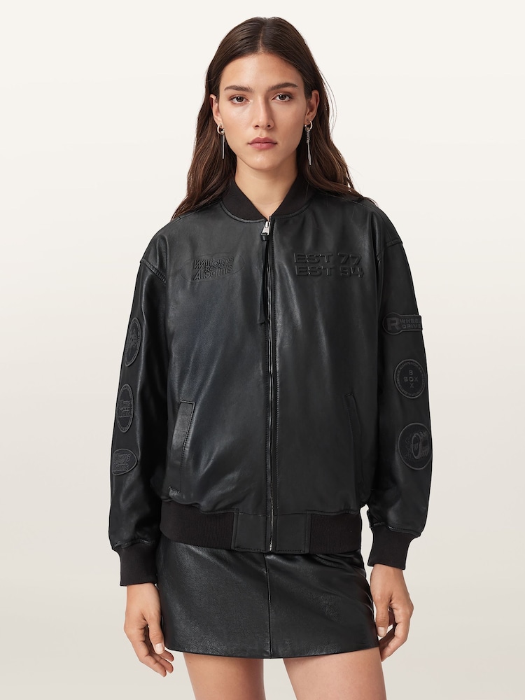 AllSaints Black Belle W Bomber Jacket - Image 1 of 8 AllSaints Black Belle W Bomber Jacket - Image 1 of 8