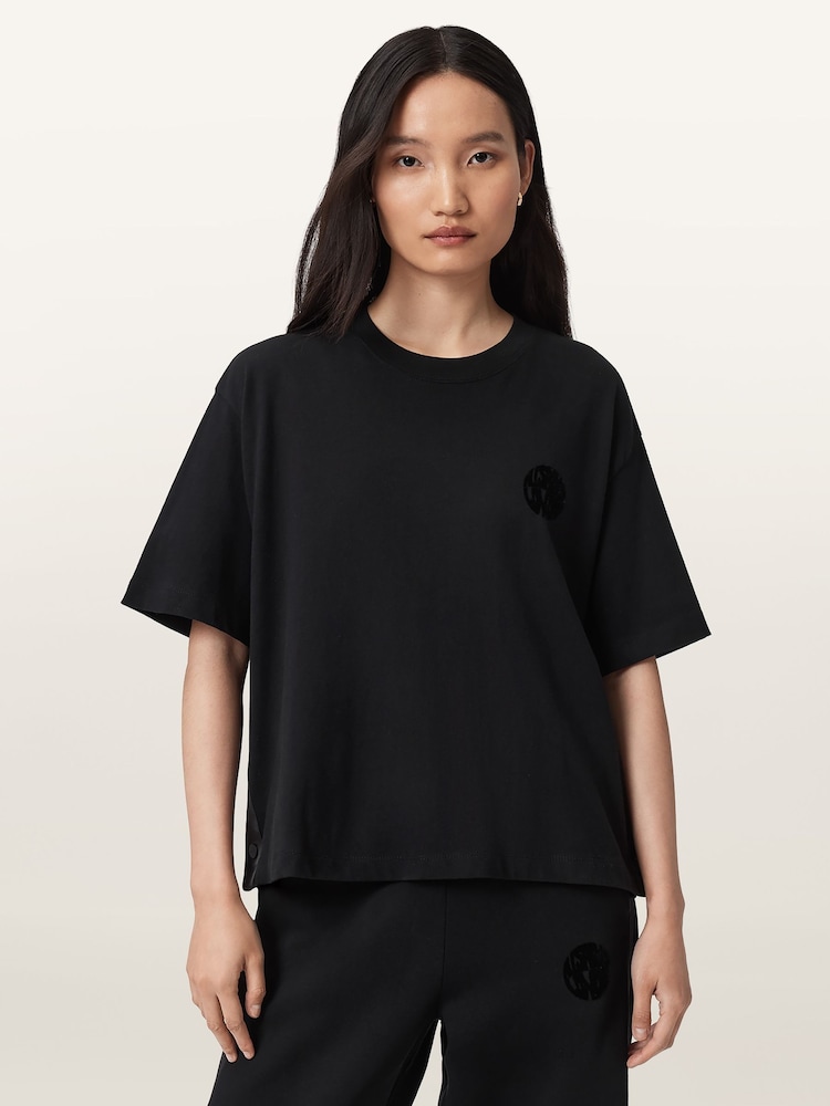 AllSaints Black Zanda T-Shirt - Image 1 of 7