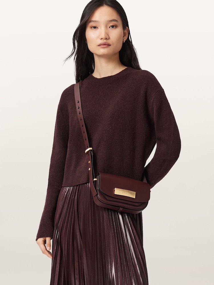 AllSaints Red Etta Satchel Xbody Bag - Image 7 of 7