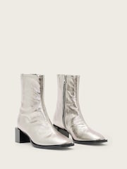 AllSaints Grey Avril Metallic Boots - Image 2 of 7