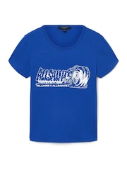AllSaints Blue Burnout Stevie T-Shirt - Image 6 of 6