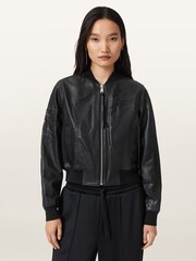 AllSaints Black Orten W Bomber Jacket - Image 1 of 8