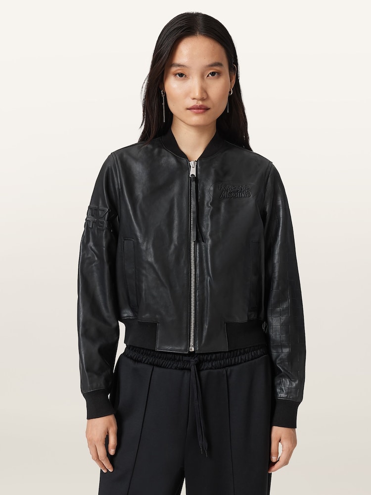 AllSaints Black Orten W Bomber Jacket - Image 1 of 8