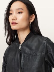 AllSaints Black Orten W Bomber Jacket - Image 6 of 8