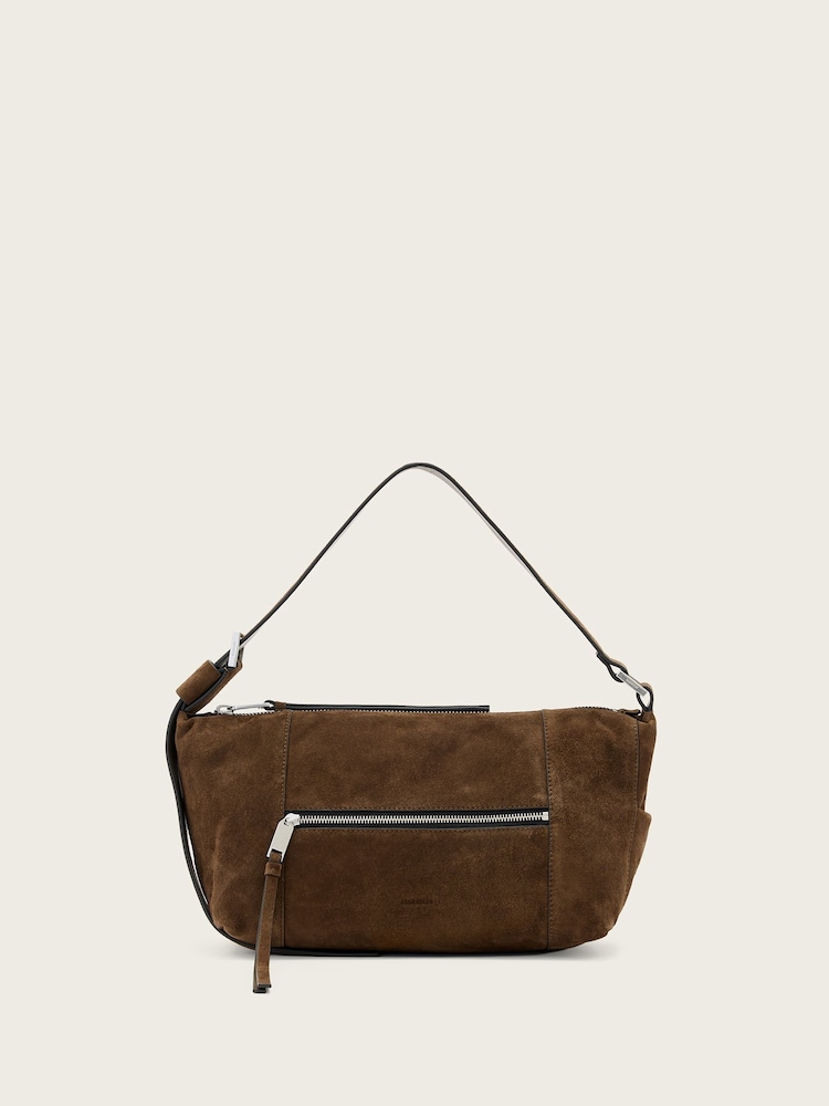 AllSaints Brown Vega Suede Shoulder Bag - Image 1 of 7
