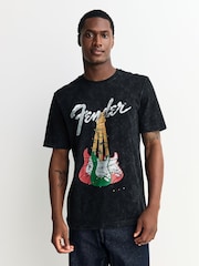 Grey Fender Regular Fit Christmas Graphic Print T-Shirt - Image 1 of 7