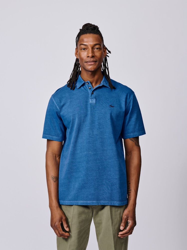 Aubin Blue Arkwright Heavyweight Jersey Polo Shirt - Image 1 of 5