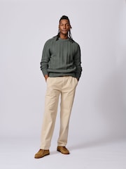 Aubin Green Montrose Textured Crew Neck Jumper - Image 3 of 6